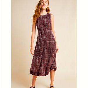 Anthropologie Romy Plaid Velvet Midi Dress